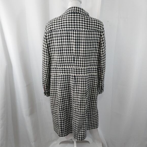 DRESSBARN! BLACK & WHITE NUBBY HOUNDSTOOTH LONG LENGTH JACKET, BLAZER! SZ 18W - Picture 7 of 11